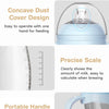 A clear baby bottle with a concave dust cover design, precise scale markings, and a portable handle for feeding.