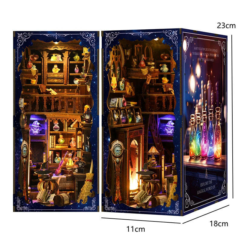 DIY Miniature Book Nook Kit - Retro Wooden Dollhouse Shelf Decor