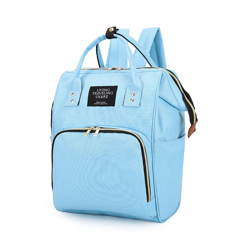 Canvas Baby Diaper Bag with Thermal Bottle Pockets & Hanging Design