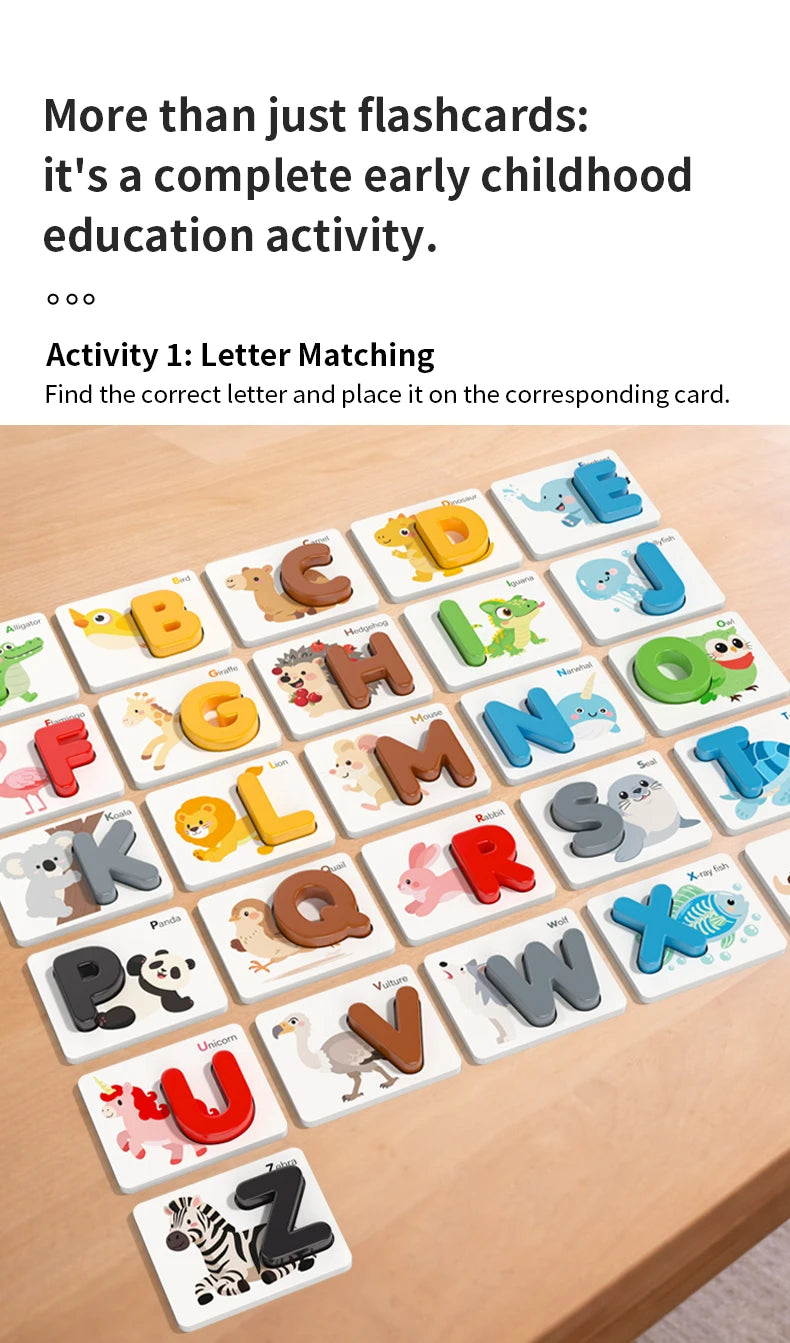 Montessori Wooden Spelling Game with Letter Matching Cards