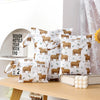 A pack of three waterproof wet and dry bags featuring a repeating pattern of brown sheep for travel and storage.