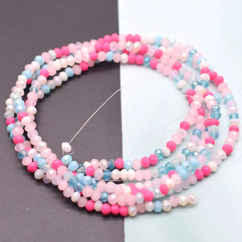 Mixed-Color Rondelle Glass Beads for Jewelry Making