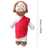 A plush doll set depicting Jesus and the Virgin Mary with beards and robes.