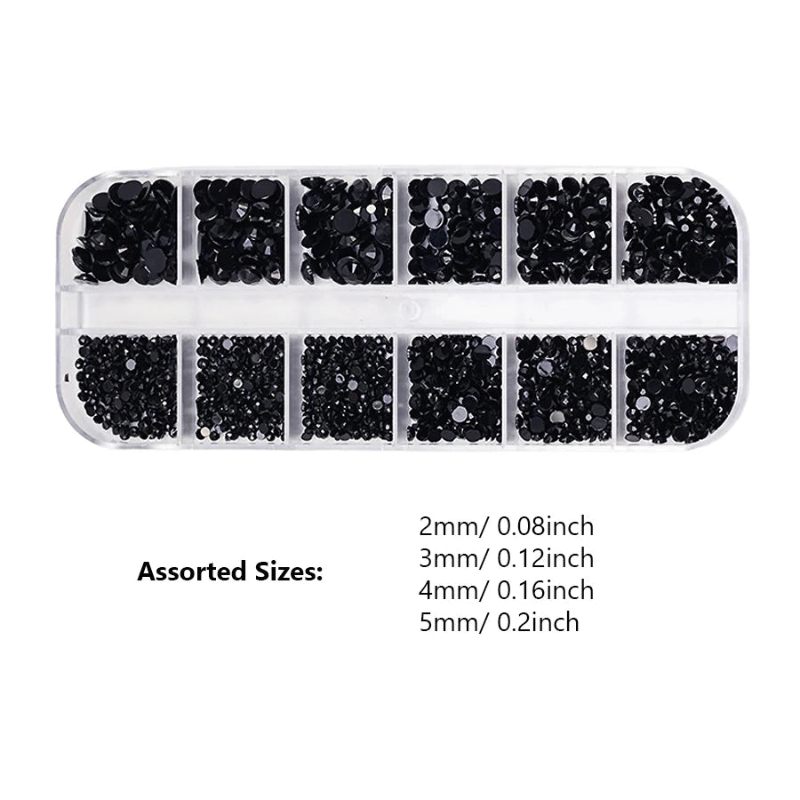 12-Color Glass AB Rhinestone Nail Art Kit