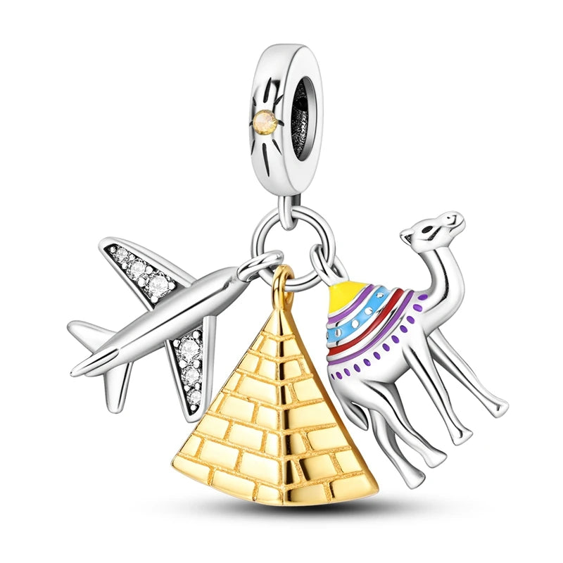 Sterling Silver Travel Charm Bead for Bracelets and Necklaces