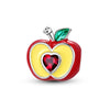 A red apple charm bead set made of 925 sterling silver with zircon accents.