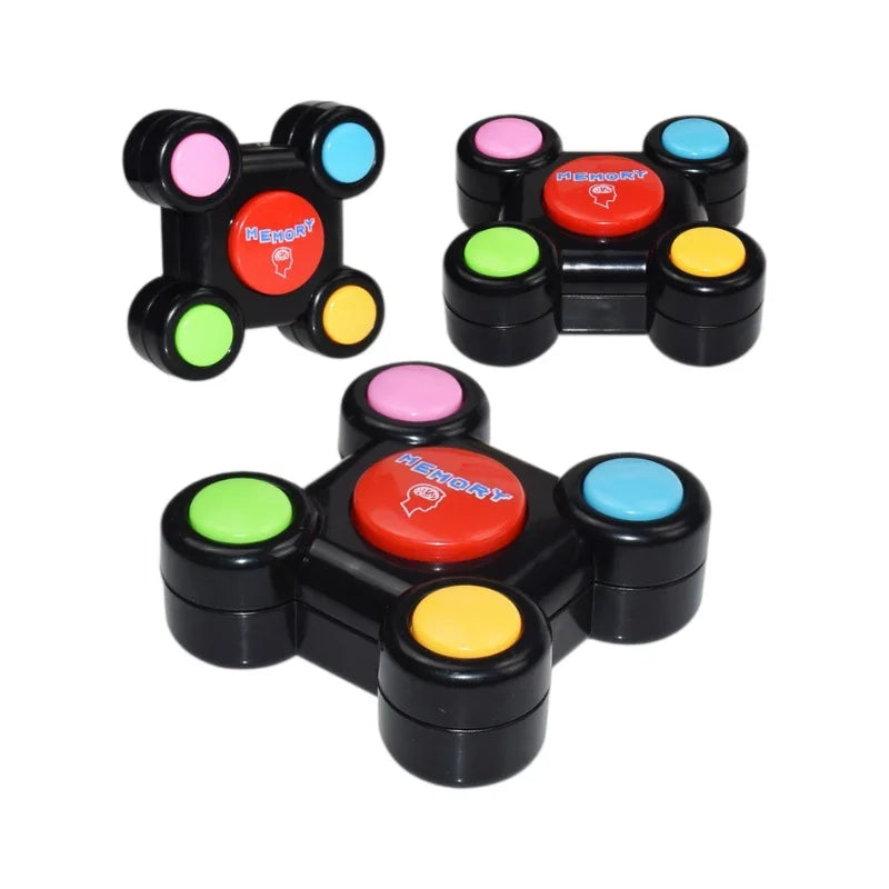 A black light-up memory game with colorful buttons and a red memory icon.