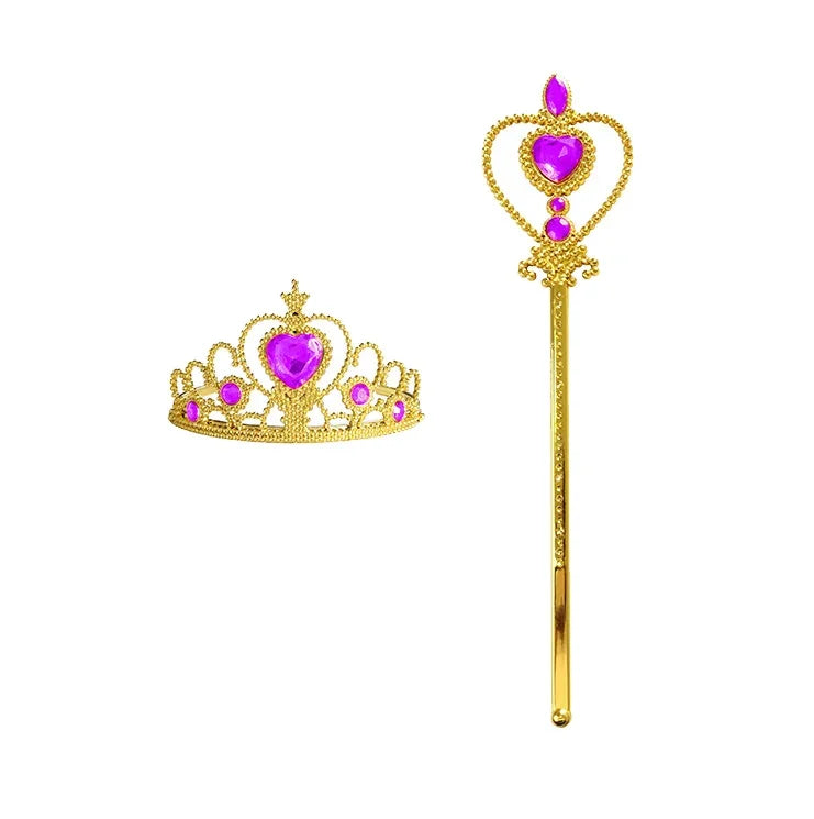 Gold and pink royal princess crown and scepter playset for little girls