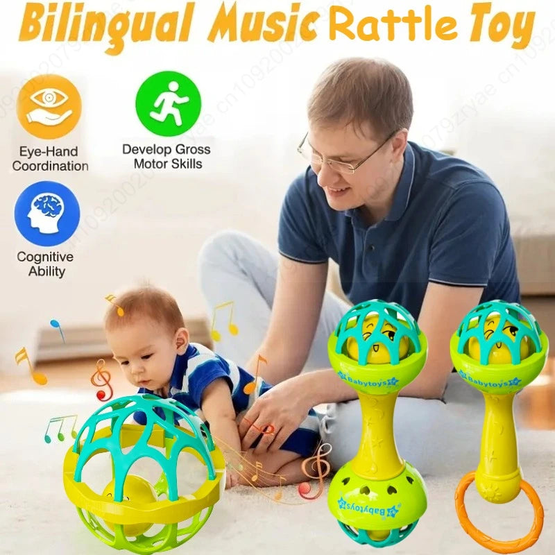 Baby Sensory Rattle Toy Set with Spinning Stacker