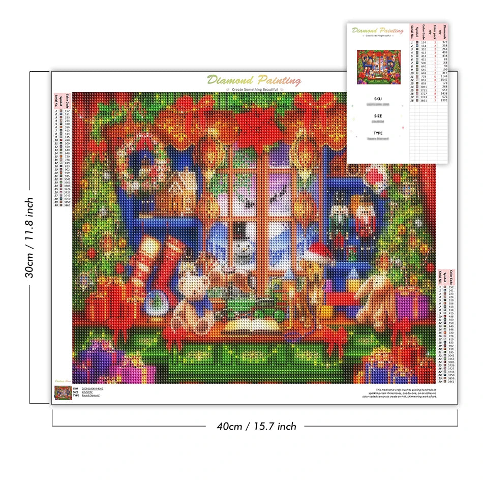 Christmas Diamond Painting Kit with Frame, Scenic Art for Adults