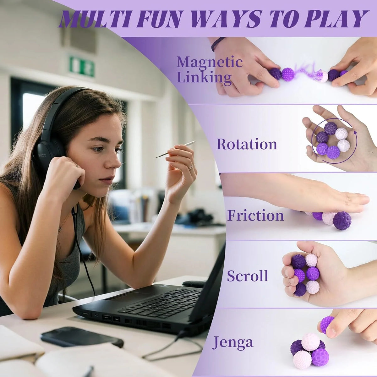 Magnetic Sensory Fidget Balls with Silicone Shell