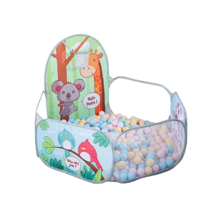 Foldable Kids Ball Pit Playpen with Basketball Hoop