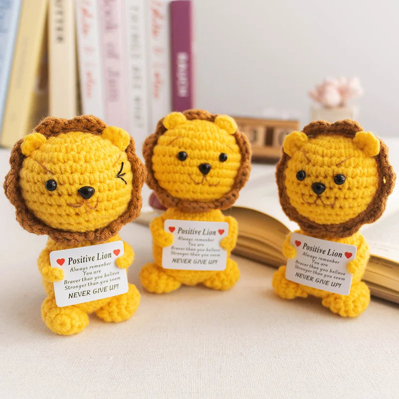 Handmade Crochet Lion Doll with Card