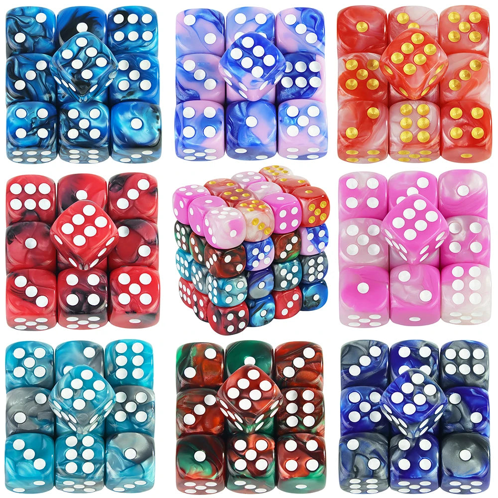 12mm Acrylic Dice Set – Mixed Colors, 10-Pack for Tabletop Gaming