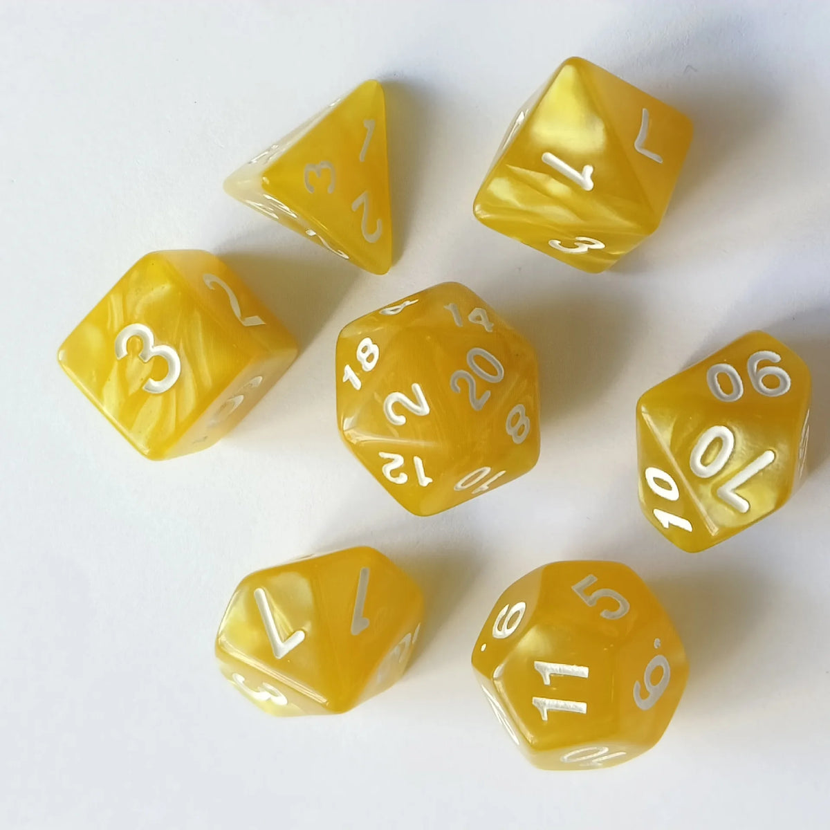 Colorful Pearl Polyhedral Dice Set for Tabletop RPGs