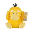 A yellow, fluffy anime plush doll with black horns and large eyes.