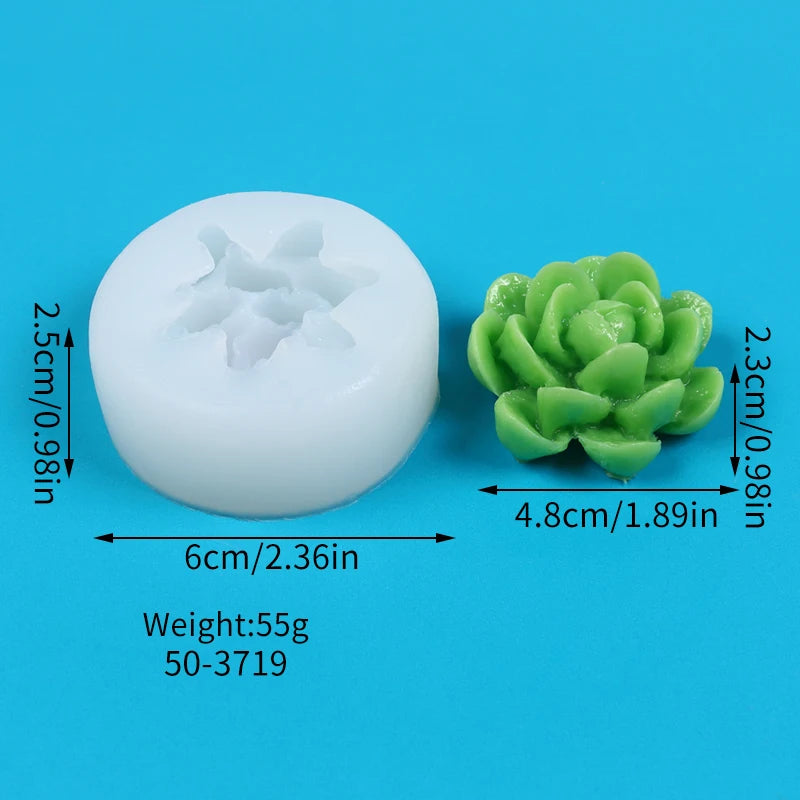 White silicone mold shaped like a cactus or succulent for crafting candles, soap, and plaster