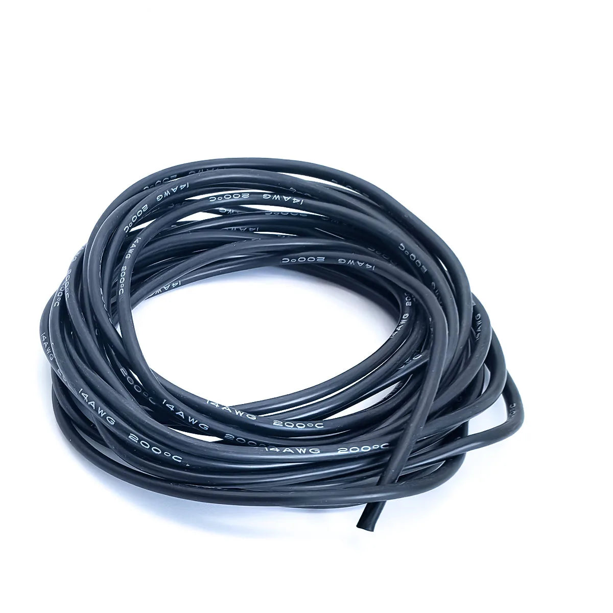 A coil of black flexible silicone tinned copper wire with multiple AWG gauges.