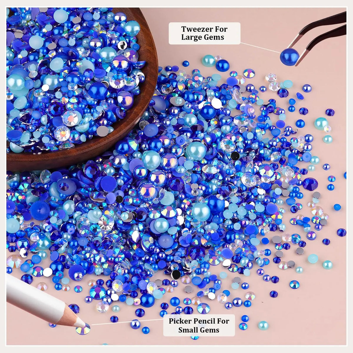 Flatback Pearls and Rhinestones Craft Kit – 14,000 Pieces, Mixed Sizes & Colors