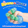 A hand squeezes a green glitter stress ball, demonstrating anxiety relief.