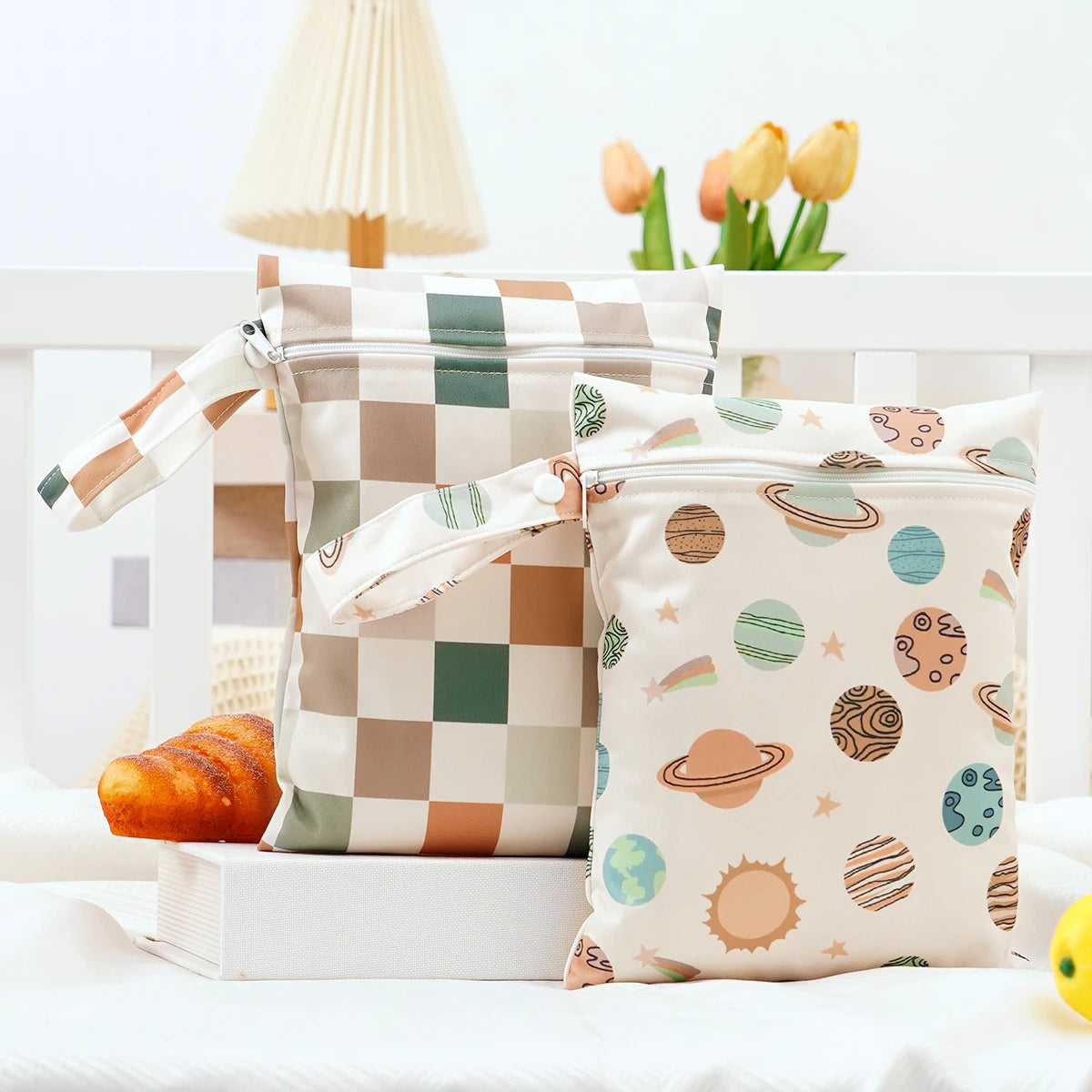 2-Pack Waterproof Wet/Dry Bags for Diapers & Baby Essentials
