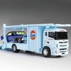 A light blue die-cast model of a transport truck with a container trailer, featuring a prominent 'Gar' logo.