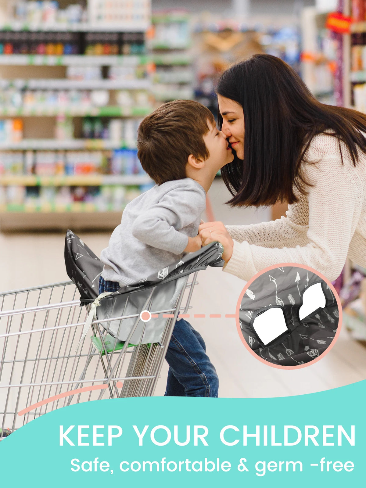Waterproof Baby Shopping Cart Seat Cover with Travel Bag