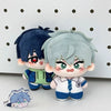 A pair of chibi plush keychains featuring characters Ivan and Till with dark blue and light blue hair.