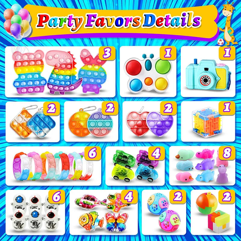 Party Favor Assortment with Snap Bracelets and Fidget Toys