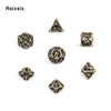 Yellow Hollow Metal Polyhedral Dice Set for RPG and Tabletop Games