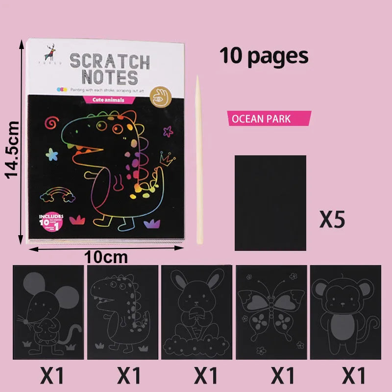 Rainbow Scratch Art Paper Set for Kids – DIY Graffiti & Drawing Activity Book