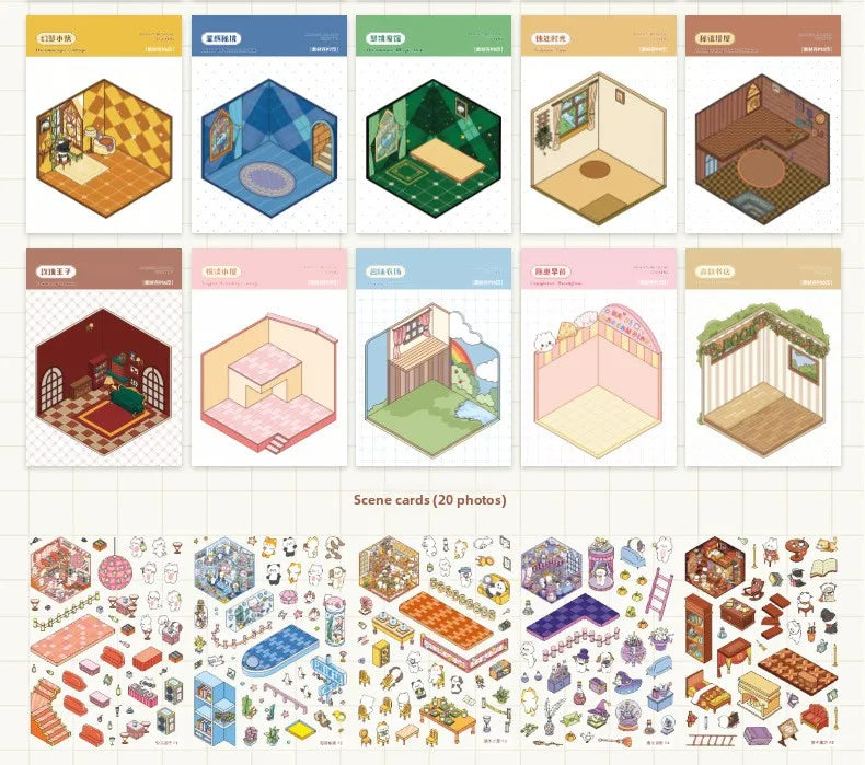 3D Landscape Sticker Collection Book for Scrapbooking & Journaling