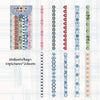 A collection of 20 fabric-textured sticker strips in various colors and patterns for journaling and scrapbooking.