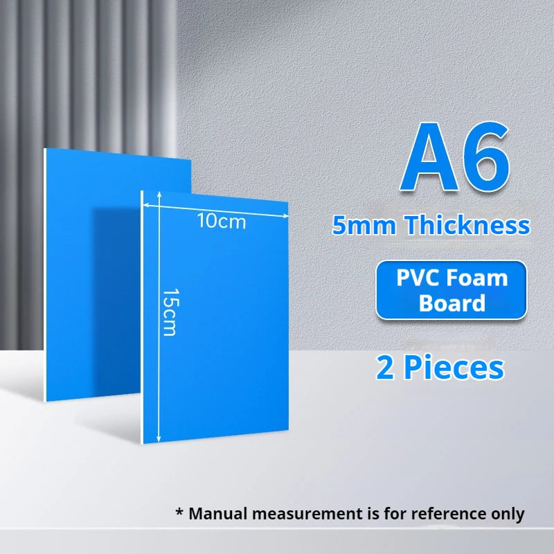 A6 size blue PVC foam board blocks for printing, showing two pieces and thickness details.