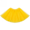 A bright yellow three-layer tutu skirt for girls displayed flat.