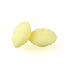 Two yellow silicone lentil beads shaped like an abacus for jewelry making