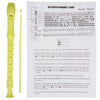 A yellow 8-hole soprano recorder fingering chart for the Baroque system.