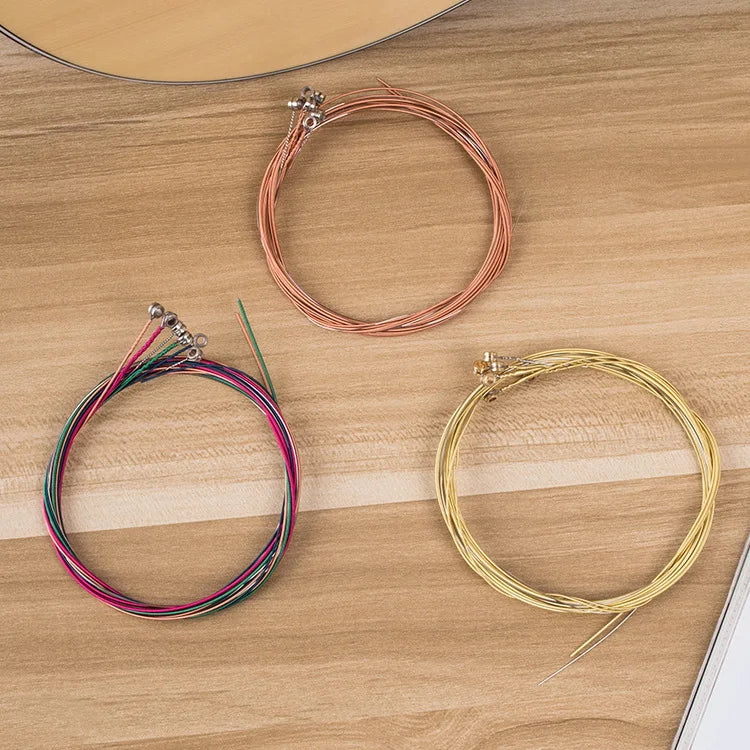 Colorful Acoustic Guitar Strings – Rust-Resistant Copper Alloy Set of 6