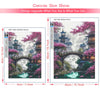 Canvas size show comparing a 30x40cm round painting to a 40x50cm round painting.