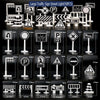 A collection of 18 traffic signs and street lights for a large traffic sign set.