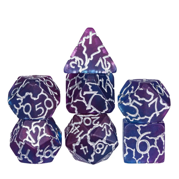Frosted Crack Resin Polyhedral Dice Set (7 Pieces)