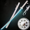 A luminous anime katana with an LED blade and white grip is displayed against a dark background.