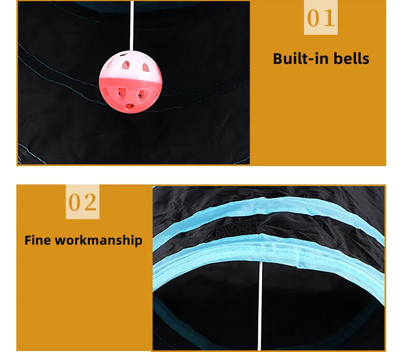 Image showing a pink ball toy and a blue S-shaped tunnel with fine workmanship details.