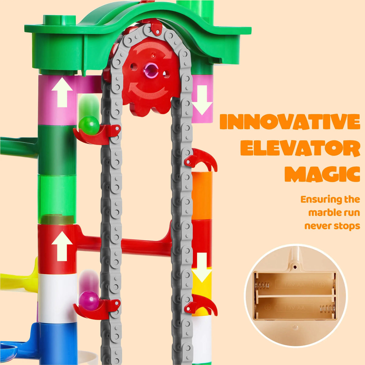 Glowing Marble Run with Motorized Elevator – 236-Piece STEM Building Set for Kids