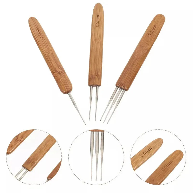 Dreadlock Crochet Hook Set with Bamboo Handles