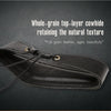 Black whole-grain top-layer cowhide leather neck strap with a gold-colored buckle