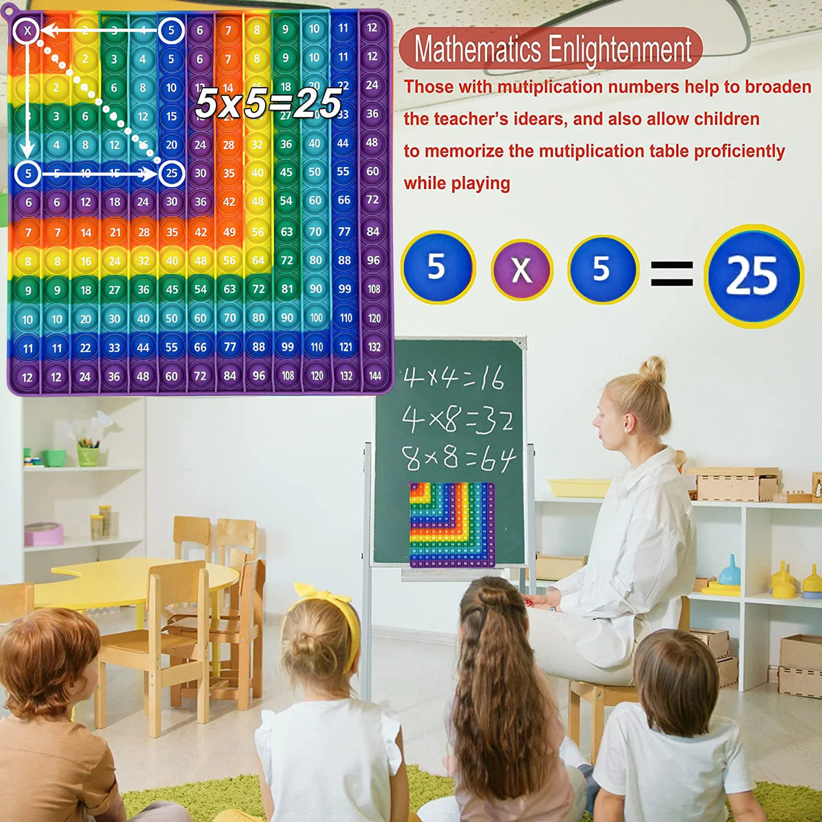 Rainbow Math Fidget Popper – Multiplication & Addition Practice Tool