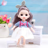 A 17cm articulated princess doll with long purple hair and a white dress outfit is displayed next to a white piano.