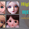 Close-up display of high quality BJD eyes for dolls showing various colors and details.