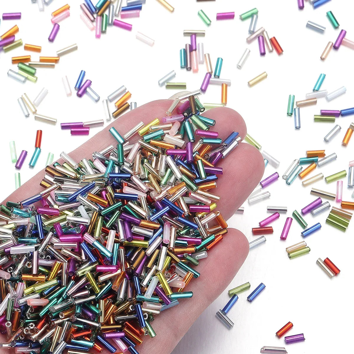 2mm Glass Seed Beads for Jewelry Making – Colorful Tube Beads (10g Pack)